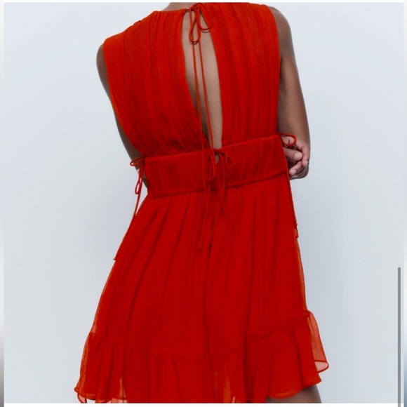 NWOT Zara Burnt Orange / Red Tie Mini
Dress - Picture 4 of 10